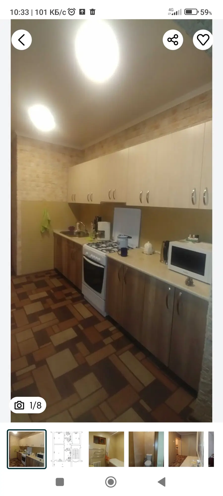 3 xonali kvartira sotiladi − 68 m²