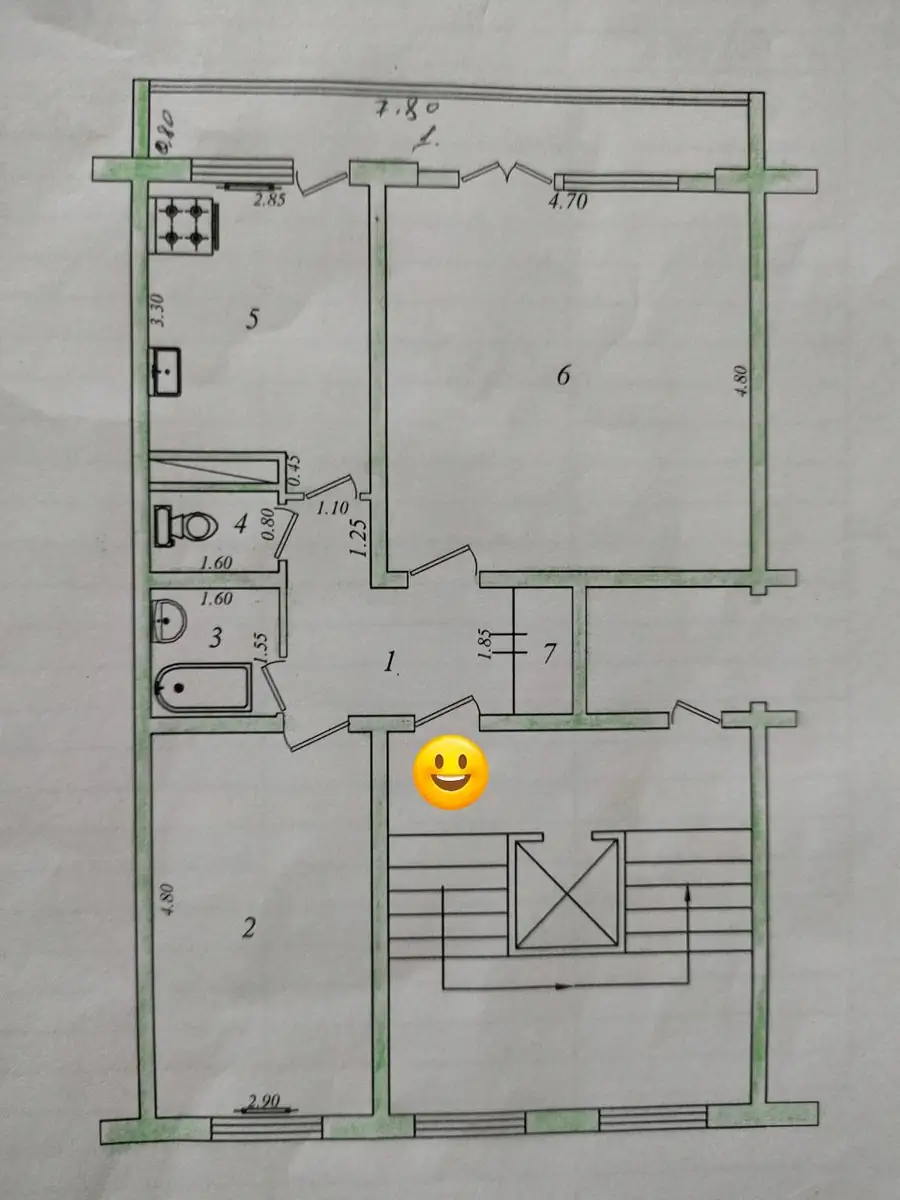 2 xonali kvartira − 63 m², 5/9 qavat