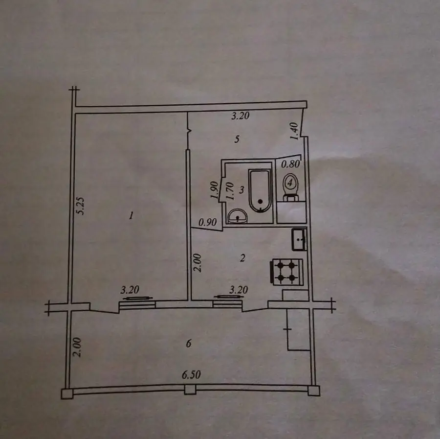 1 xonali kvartira − 45 m², 2/4 qavat