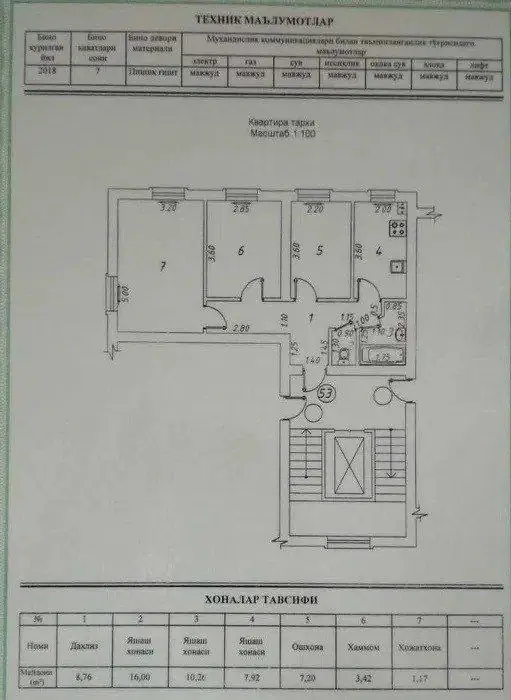 3 xonali kvartira sotiladi − 54.5 m²