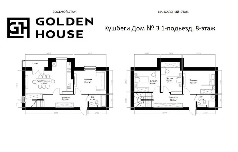 4 xonali kvartira sotiladi − 109 m²