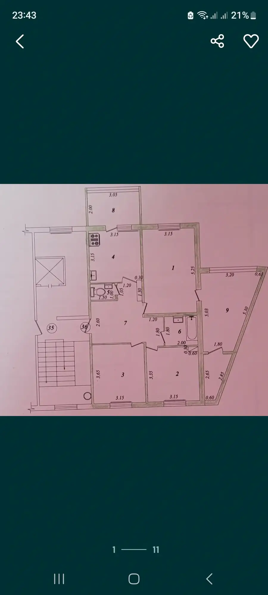 4 xonali kvartira sotiladi − 89 m²