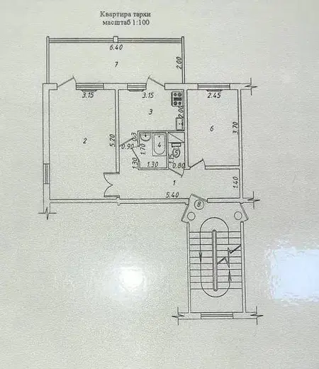 2-комнатная квартира − 57 м², 3/5 этаж