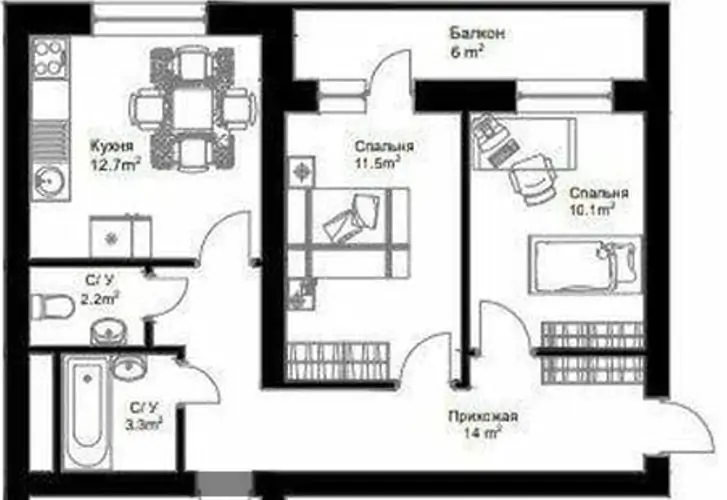 2 xonali kvartira sotiladi − 59 m²