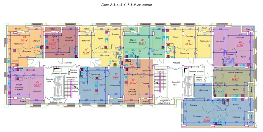 1 xonali kvartira sotiladi − 56 m²