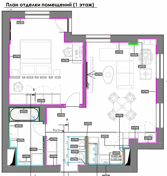 1 xonali kvartira sotiladi − 62 m²