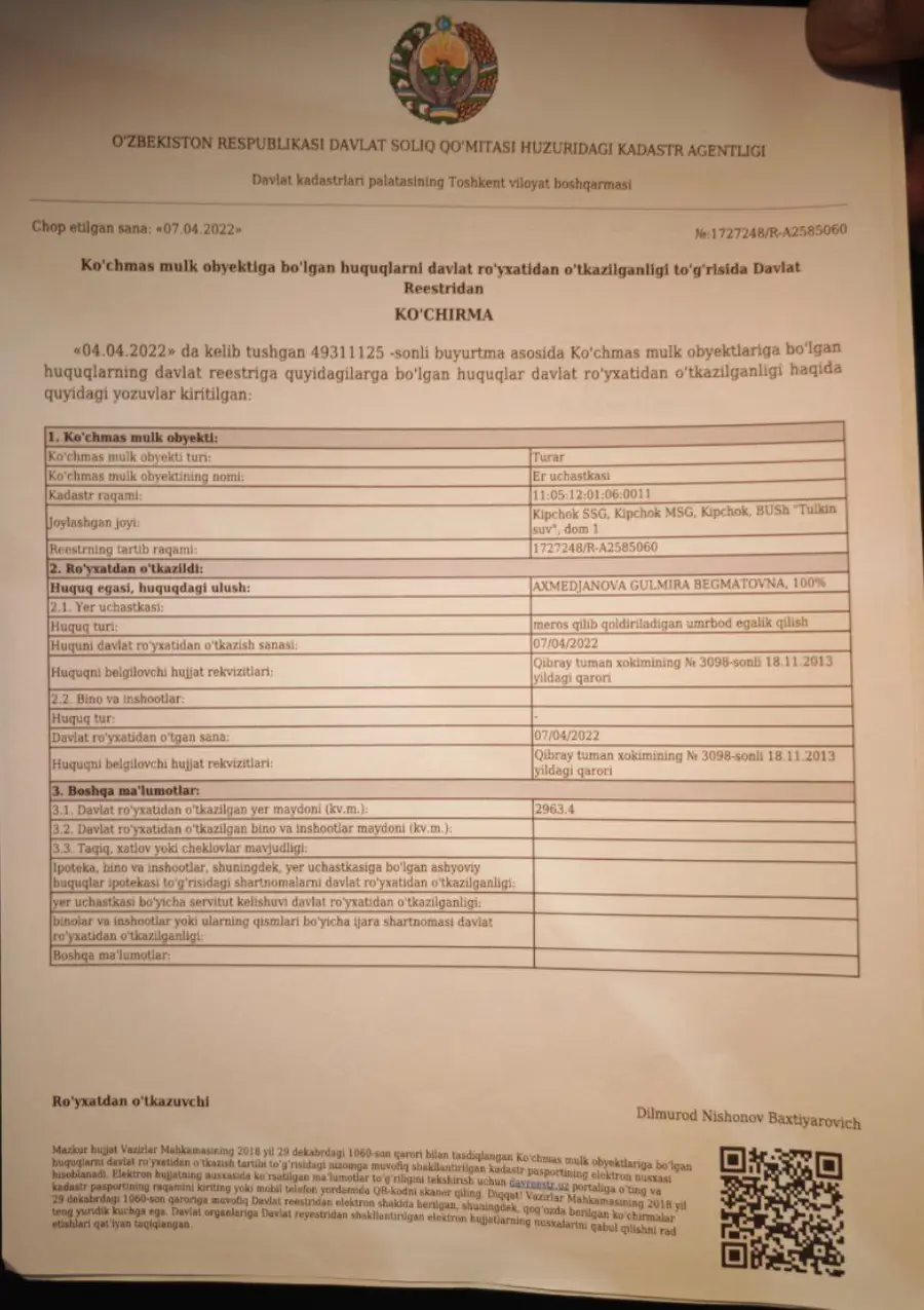 Yer uchastkasi sotiladi − 30 sot.