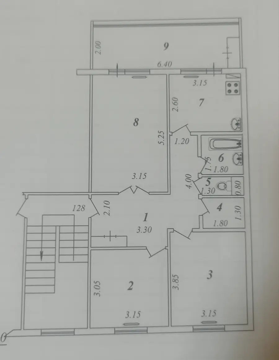 3 xonali kvartira sotiladi − 78 m²