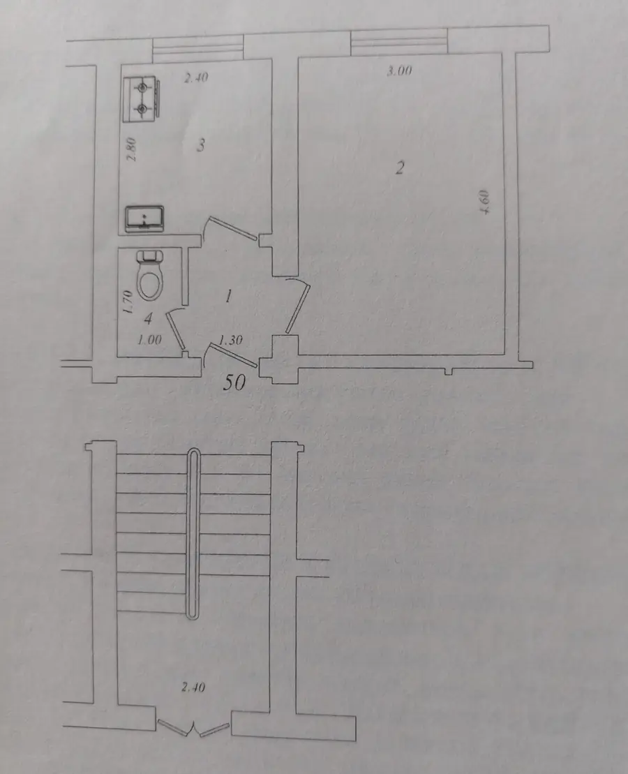 1 xonali kvartira sotiladi − 24.5 m²