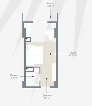 1 xonali kvartira − 26.3 m², 9/14 qavat