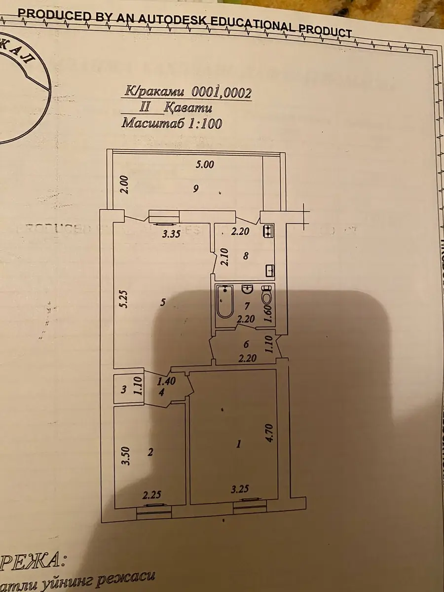 3 xonali kvartira sotiladi − 63 m²