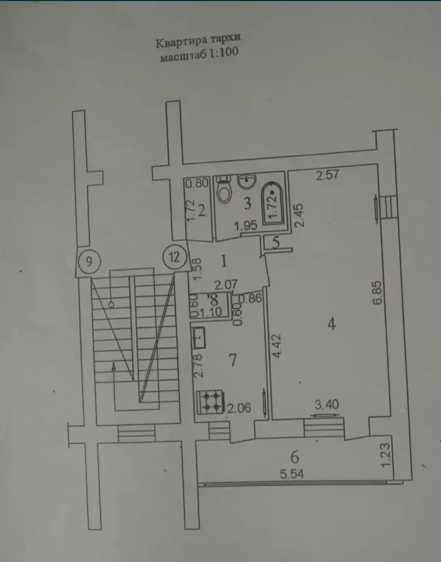 2 xonali kvartira sotiladi − 42 m²