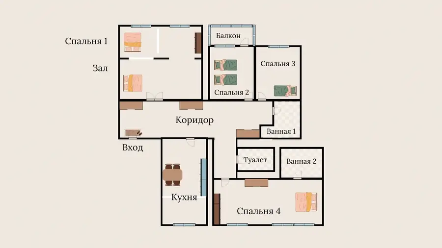 4 xonali kvartira sotiladi − 182 m²