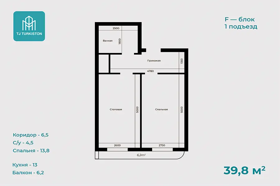 1 xonali kvartira sotiladi − 31 m²