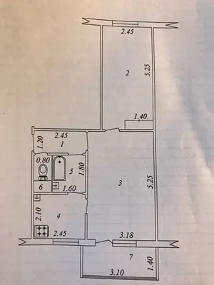 2 xonali kvartira sotiladi − 46 m²