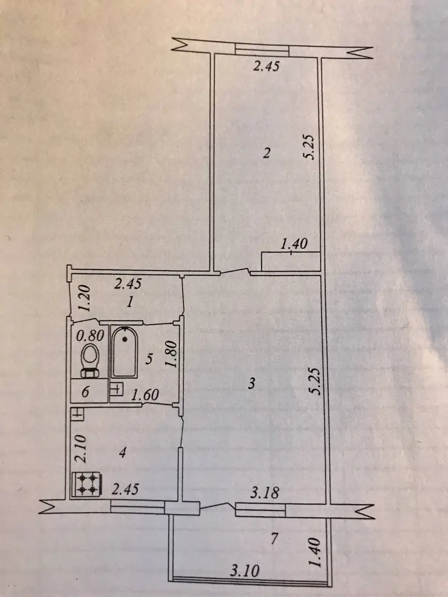 2 xonali kvartira sotiladi − 46 m²