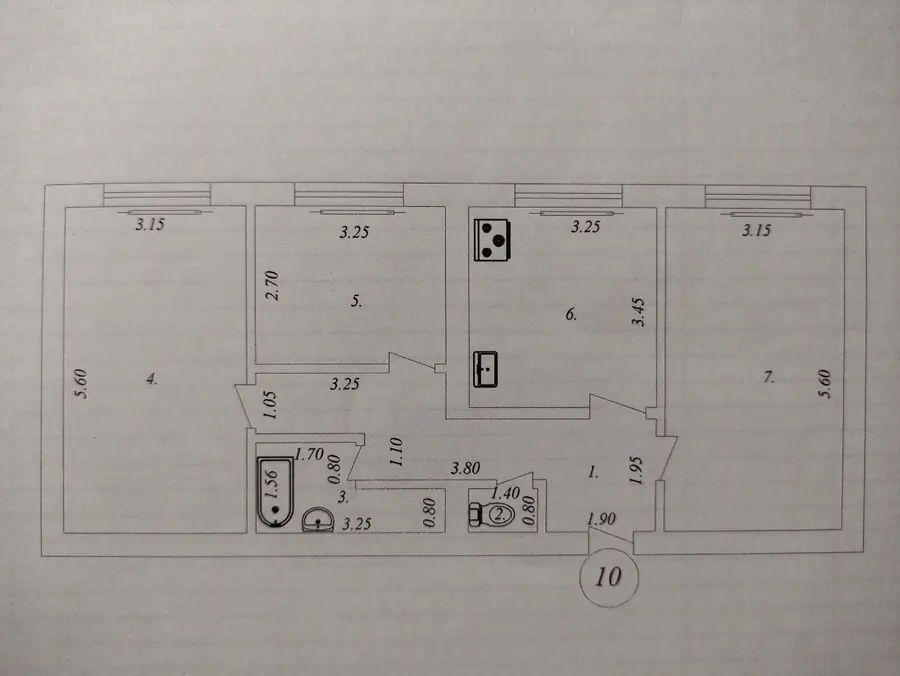 3 xonali kvartira sotiladi − 71 m²