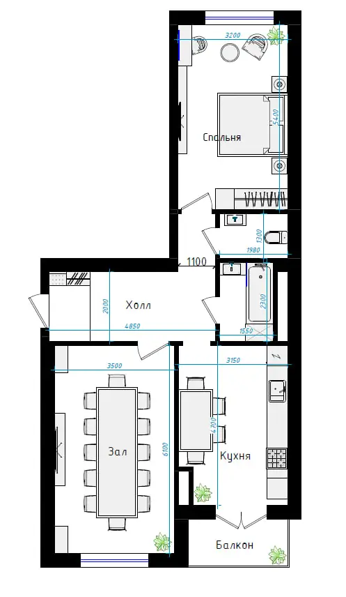 Ijaraga 2 xonali kvartira − 75 m²