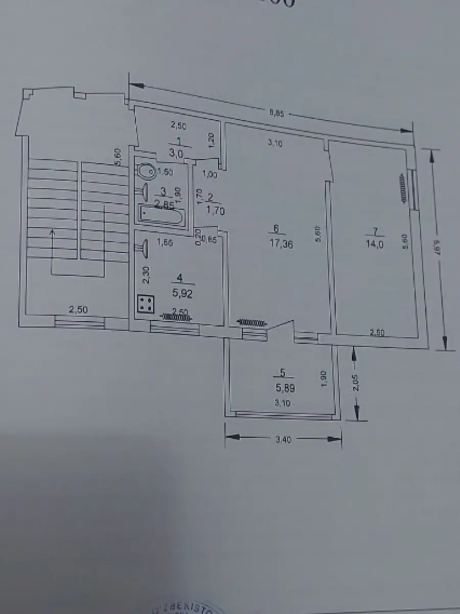 Продается 2-комнатная квартира − 54 м²