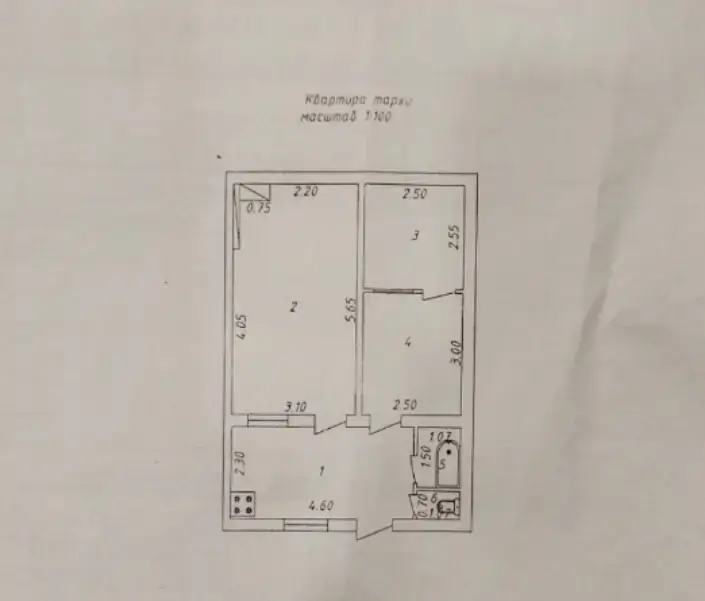 3 xonali kvartira sotiladi − 44 m²