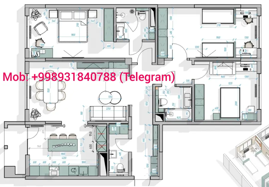 Продается 4-комнатная квартира − 118 м²