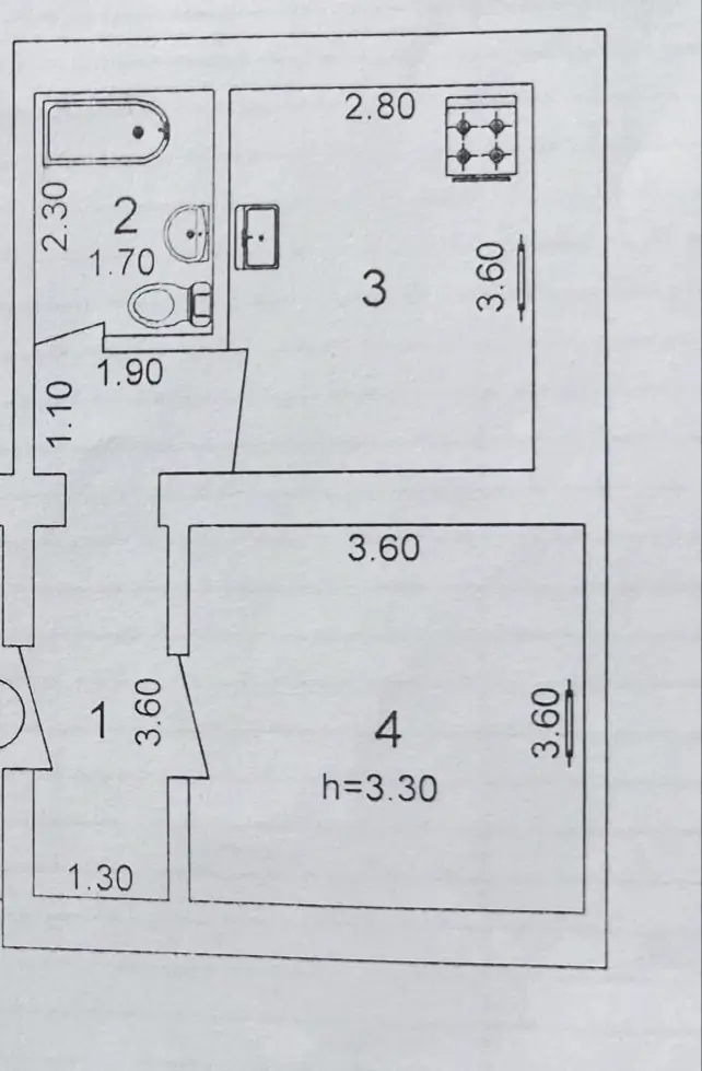 1 xonali kvartira sotiladi − 34 m²