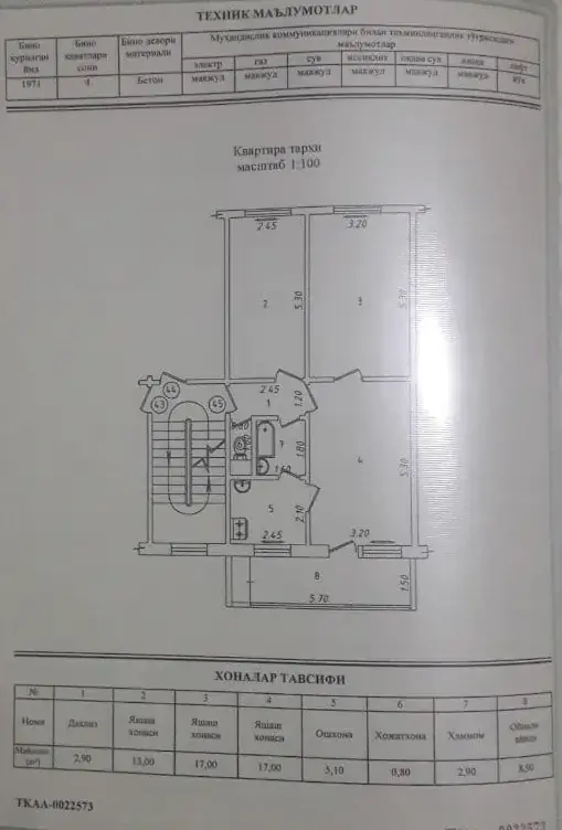 3 xonali kvartira sotiladi − 67 m²