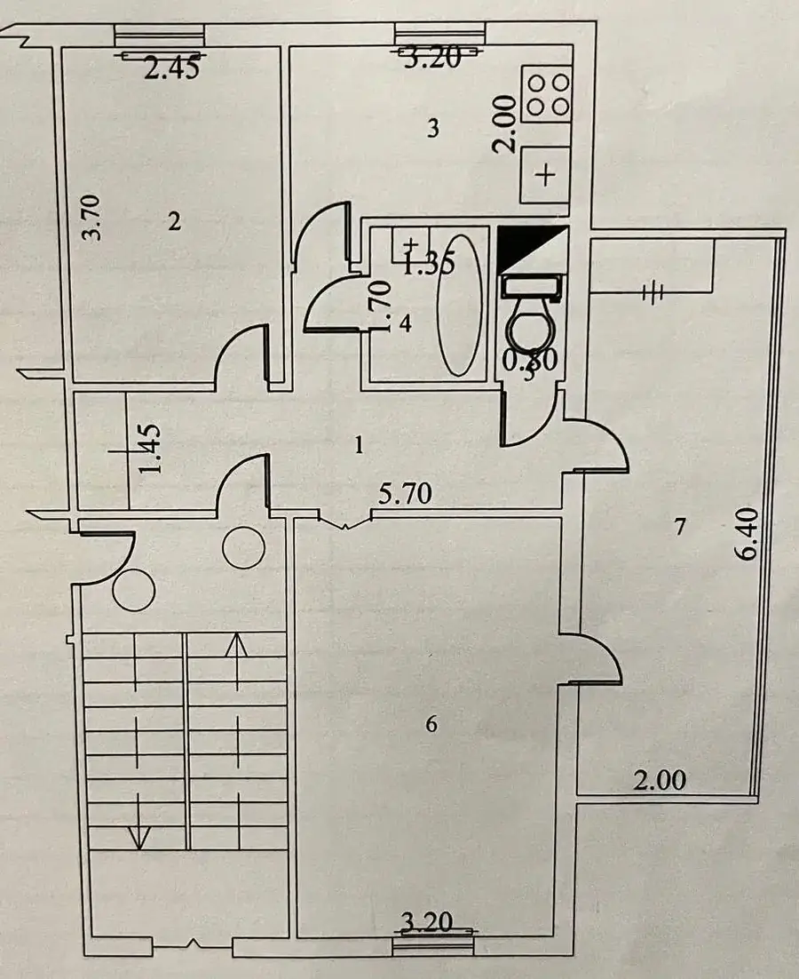 Продается 3-комнатная квартира − 60 м²