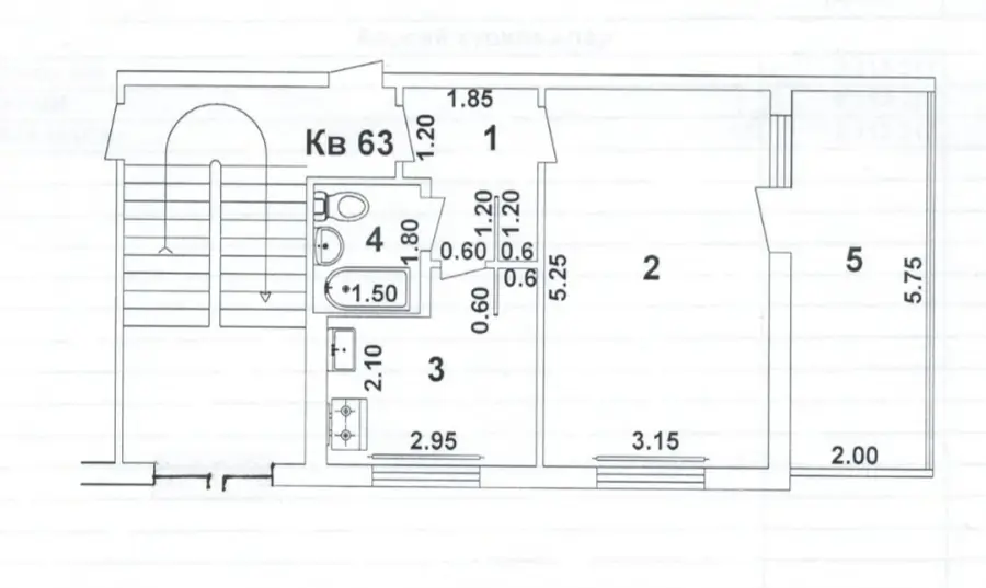 1 xonali kvartira sotiladi − 40.4 m²