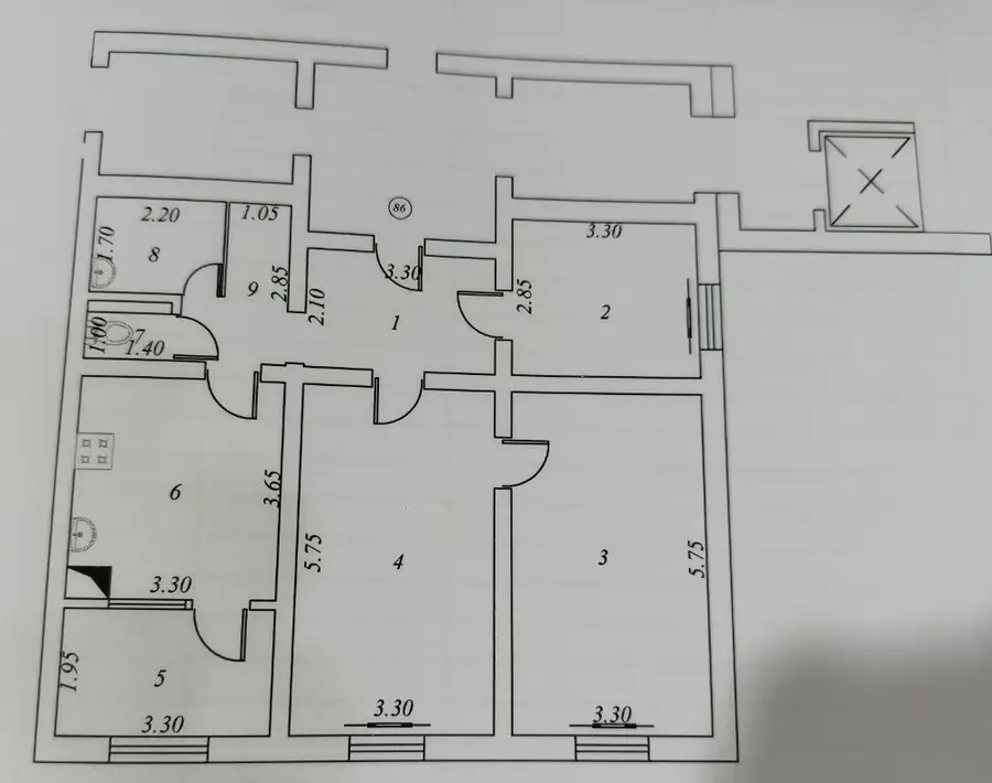 3 xonali kvartira sotiladi − 81.7 m²