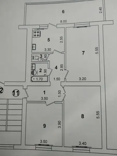 3-комнатная квартира − 92 м², 2/2 этаж