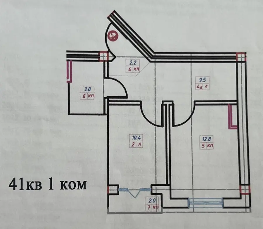 Продается 1-комнатная квартира − 41 м²