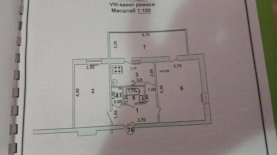 2 xonali kvartira sotiladi − 52 m²