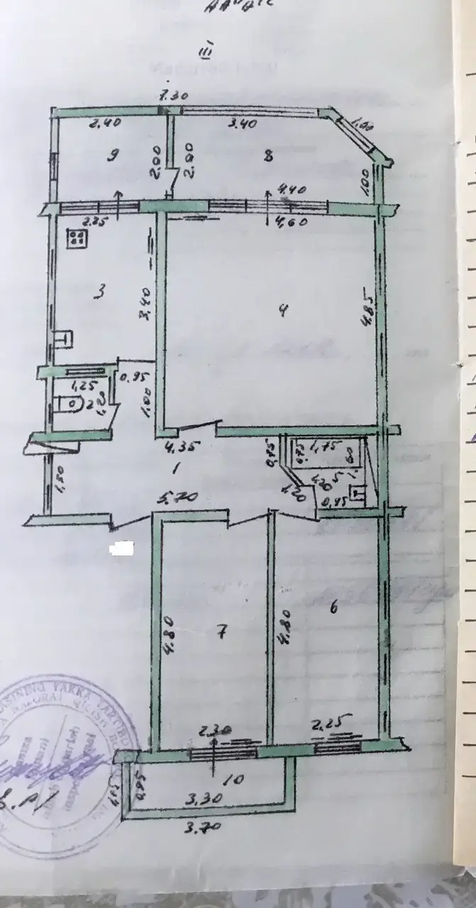 3 xonali kvartira sotiladi − 86 m²