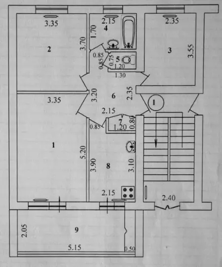 3 xonali kvartira − 70 m², 1/4 qavat