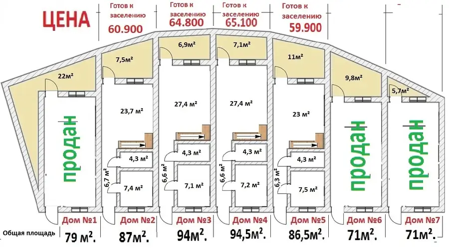 2 qavatli uy sotiladi − 73 m²