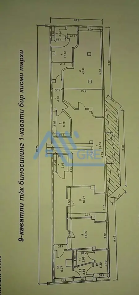 Ofis − 220 m², 1/9 qavat