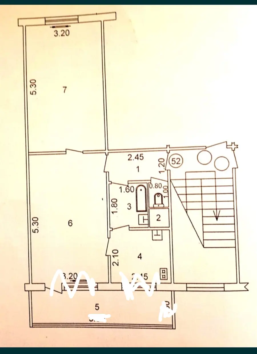 2 xonali kvartira sotiladi − 54 m²