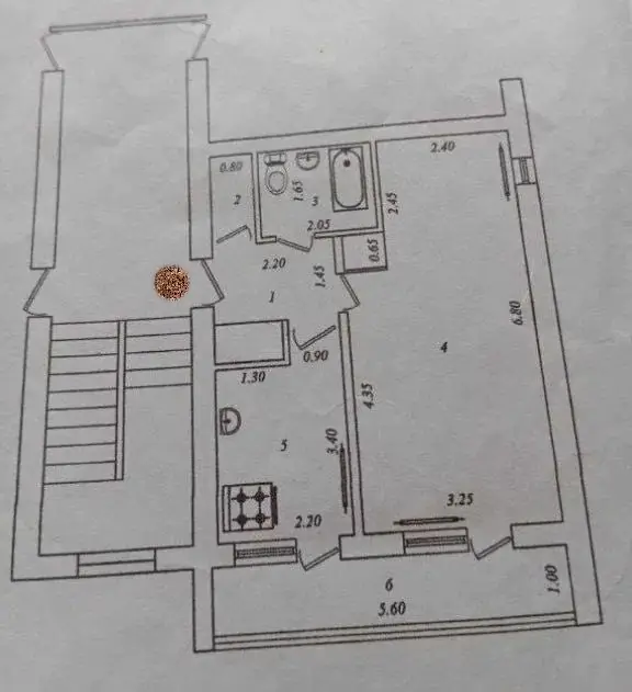 1 xonali kvartira sotiladi − 41.5 m²
