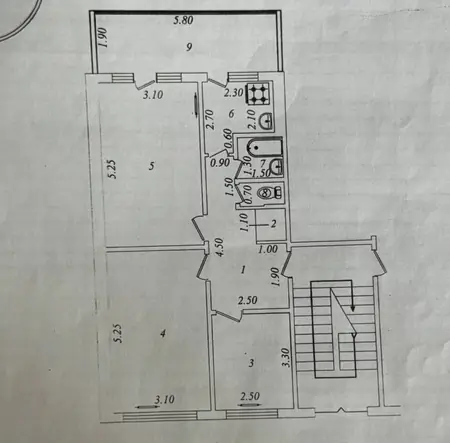 3 xonali kvartira − 69 m², 1/4 qavat