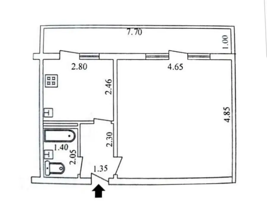 1 xonali kvartira sotiladi − 42 m²