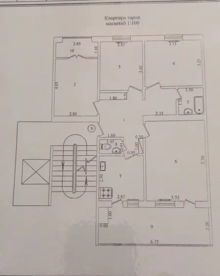 4 xonali kvartira − 96.6 m², 5/9 qavat