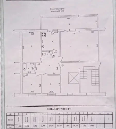 5 dan ortiq xonali kvartira − 120 m², 9/9 qavat