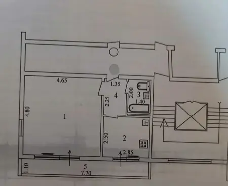 1-комнатная квартира − 42 м², 8/9 этаж