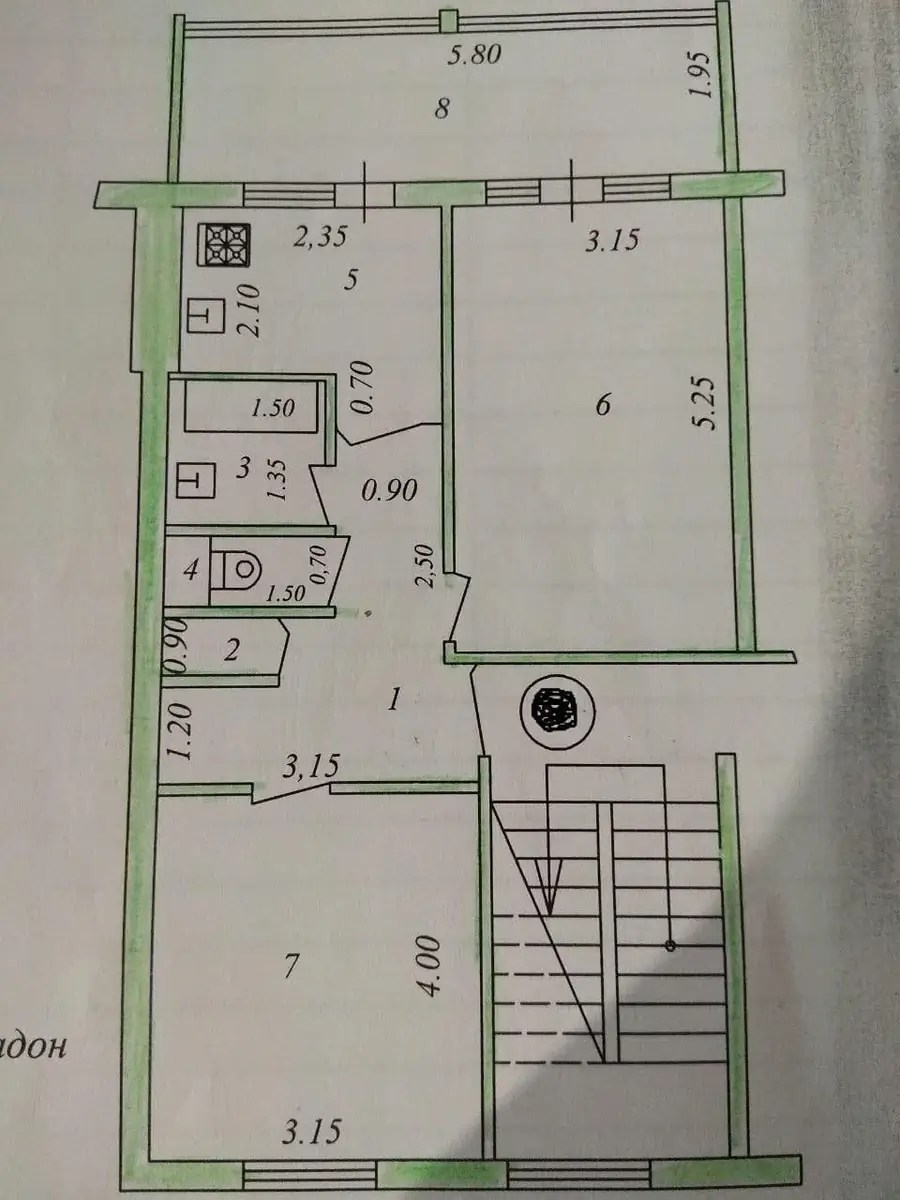 2 xonali kvartira sotiladi − 57 m²