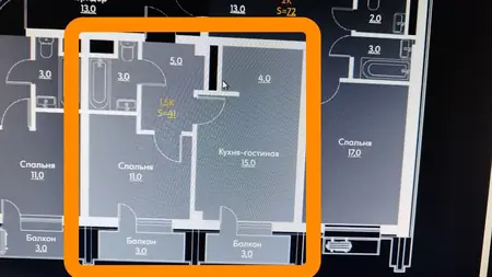 1 xonali kvartira − 41 m², 9/16 qavat