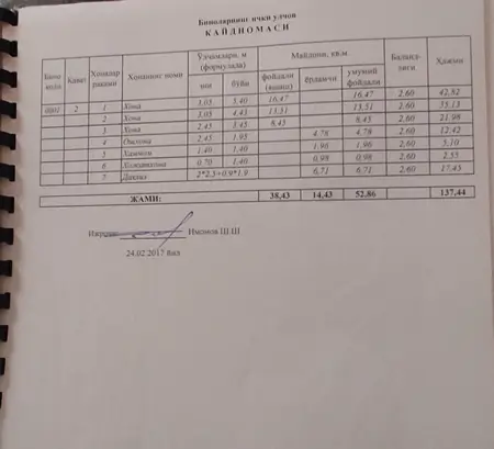 3 xonali kvartira − 52.9 m², 2/4 qavat