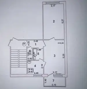 2 xonali kvartira sotiladi − 49.6 m²