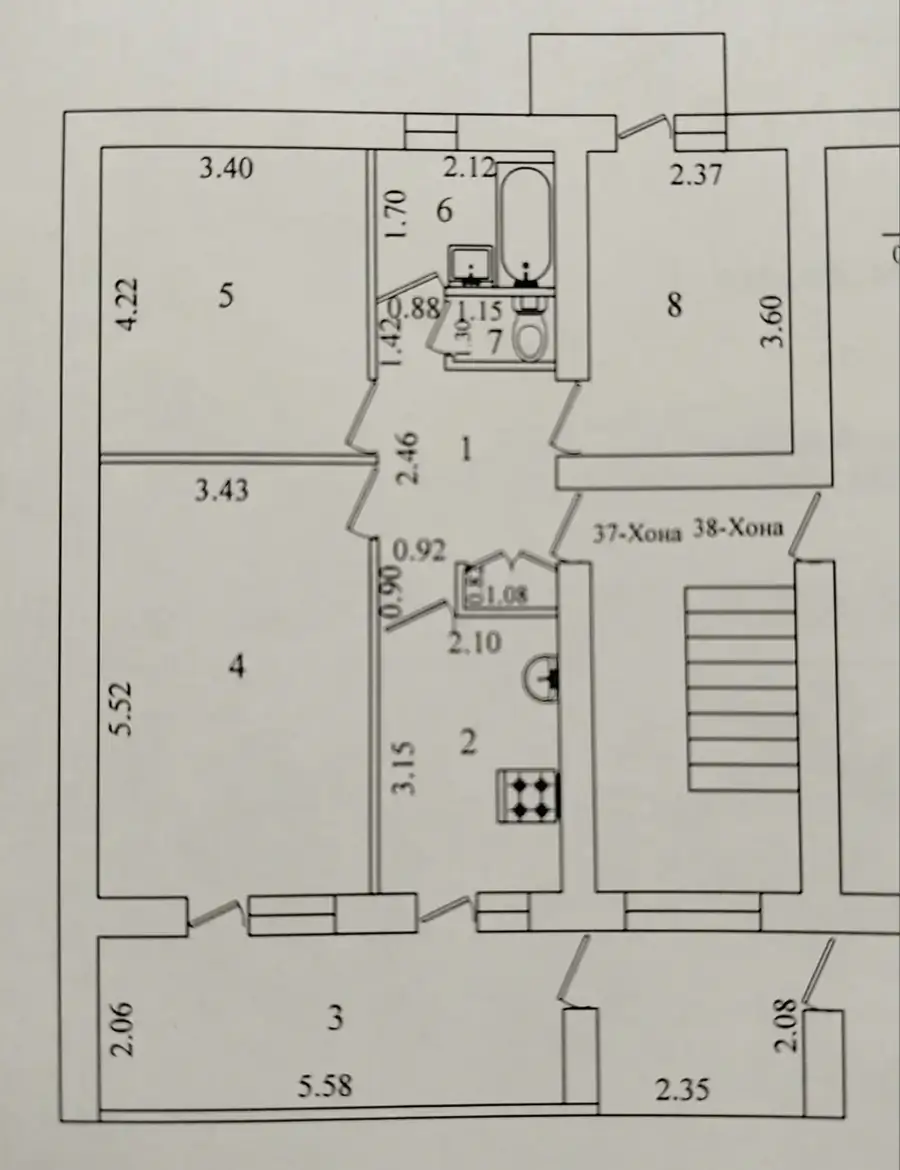 3 xonali kvartira sotiladi − 76 m²