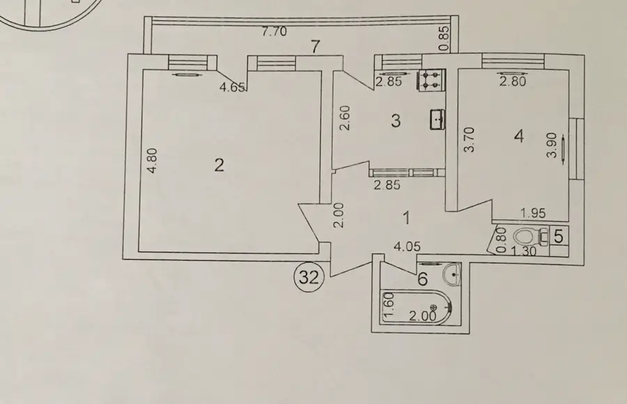 2 xonali kvartira sotiladi − 60 m²